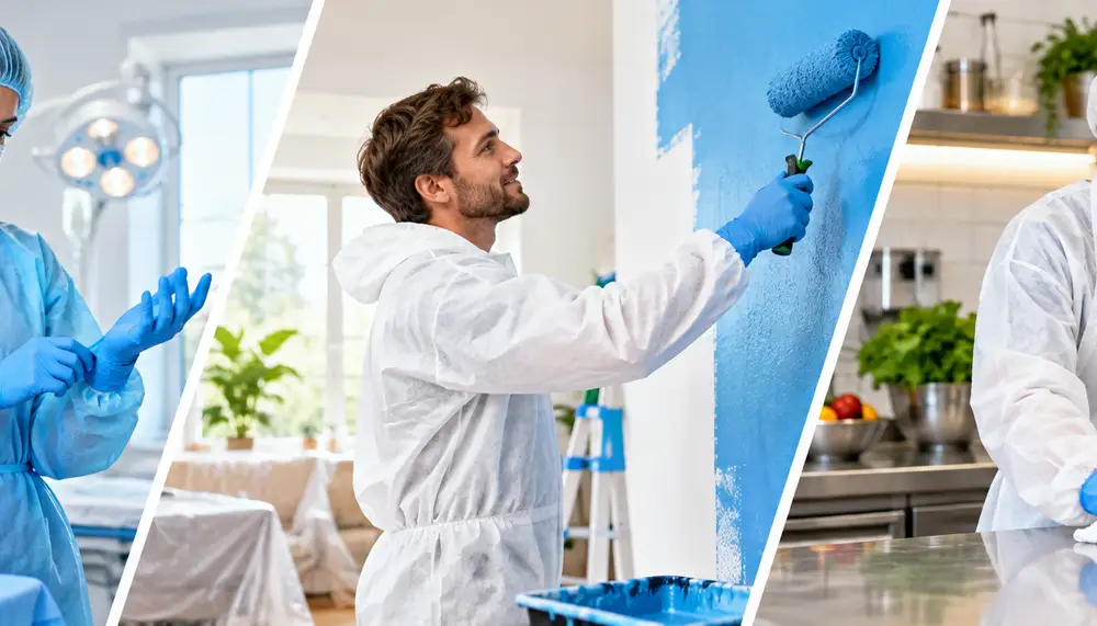 Blue Shoe Covers brand cover of PPE and protective gear in medical, painting and commercial cleaning settings.