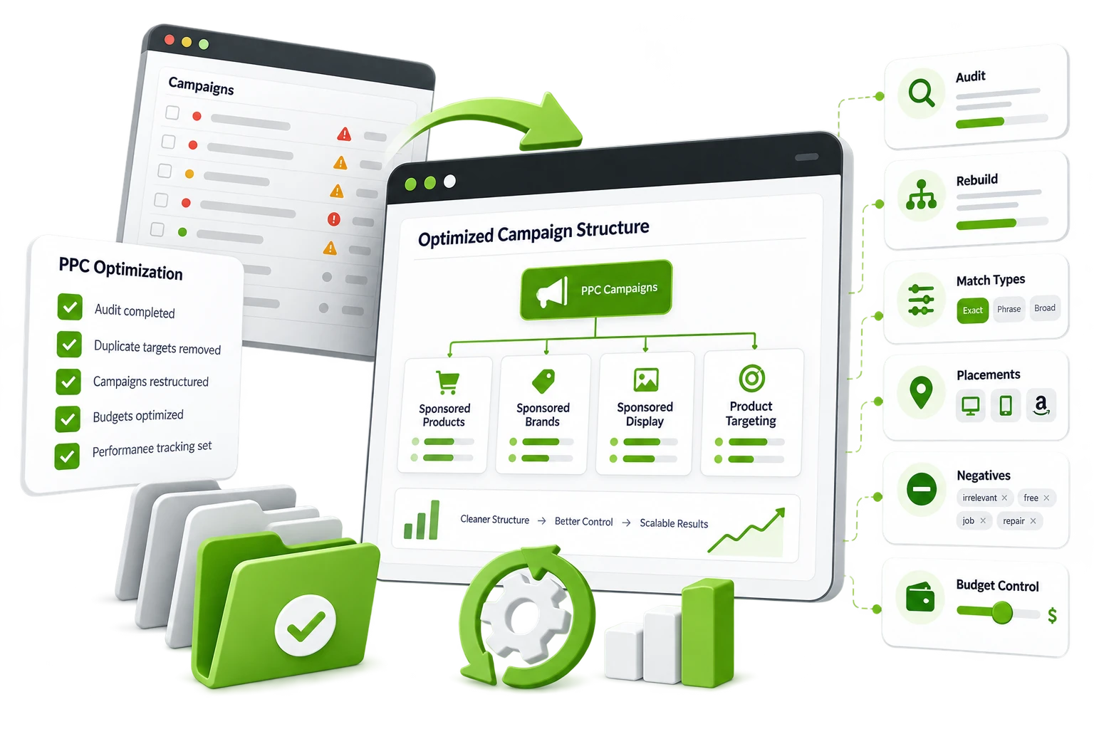 PPC campaign restructuring and optimization workflow.