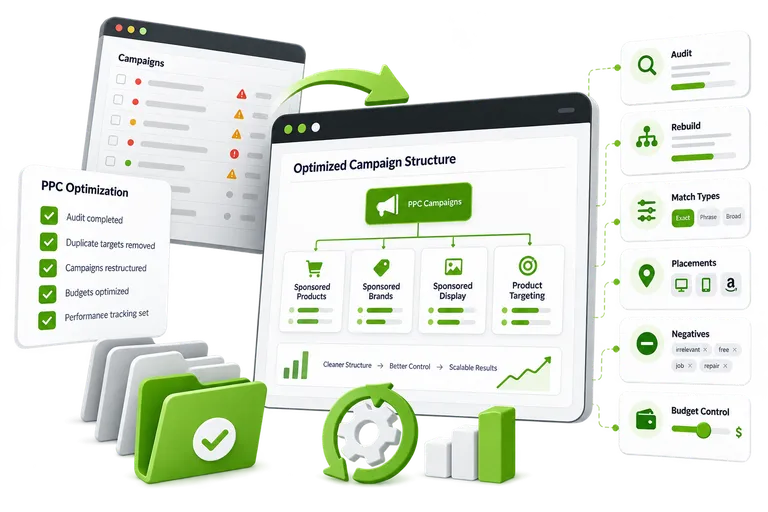 PPC campaign restructuring and optimization workflow.