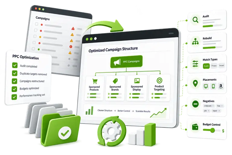 PPC campaign restructuring and optimization workflow.