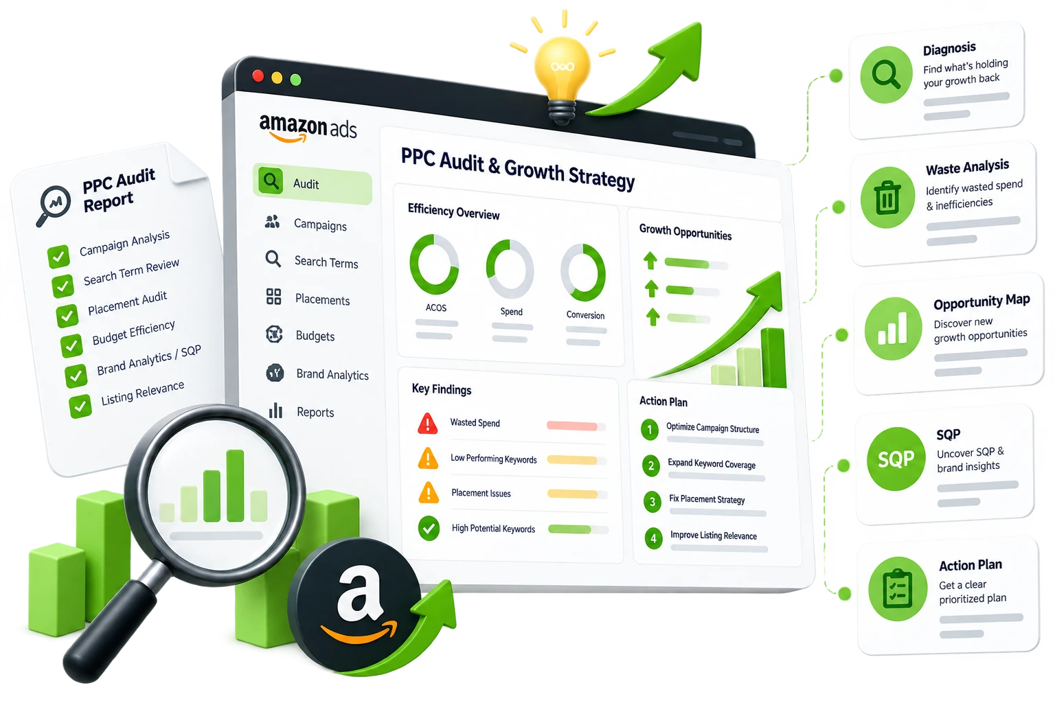 PPC audit and growth strategy analysis dashboard.